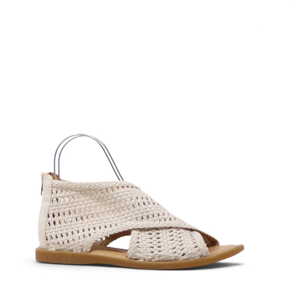 Born Iwa macrame Womens Sandals White Woven Fabric Cross Strap Ankle Zip 11